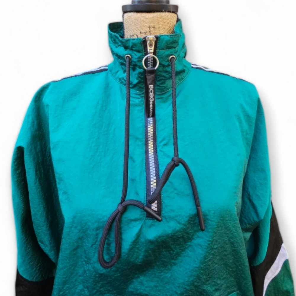 BCBGeneration  Teal/Green Track Pullover Windbreaker, Size M - Picture 2 of 8